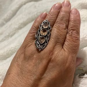 MORGANITE AND .925 STERLING SILVER RING SIZE 9.5 LADIES’ BEAUTIFUL